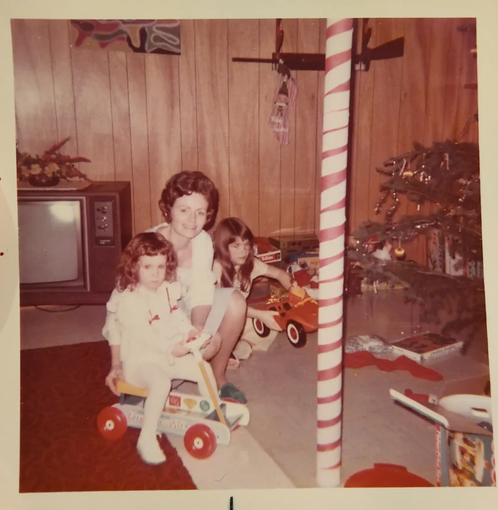 Jen Llewellyn & Her Mom on Christmas 1974